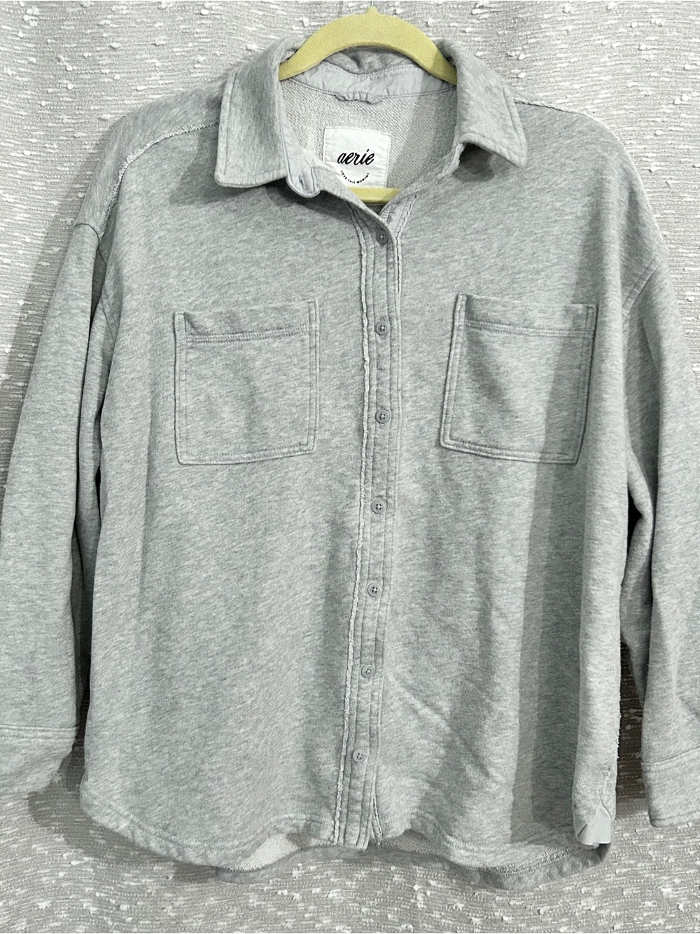aerie Light Gray Casual Button-Down Shirt